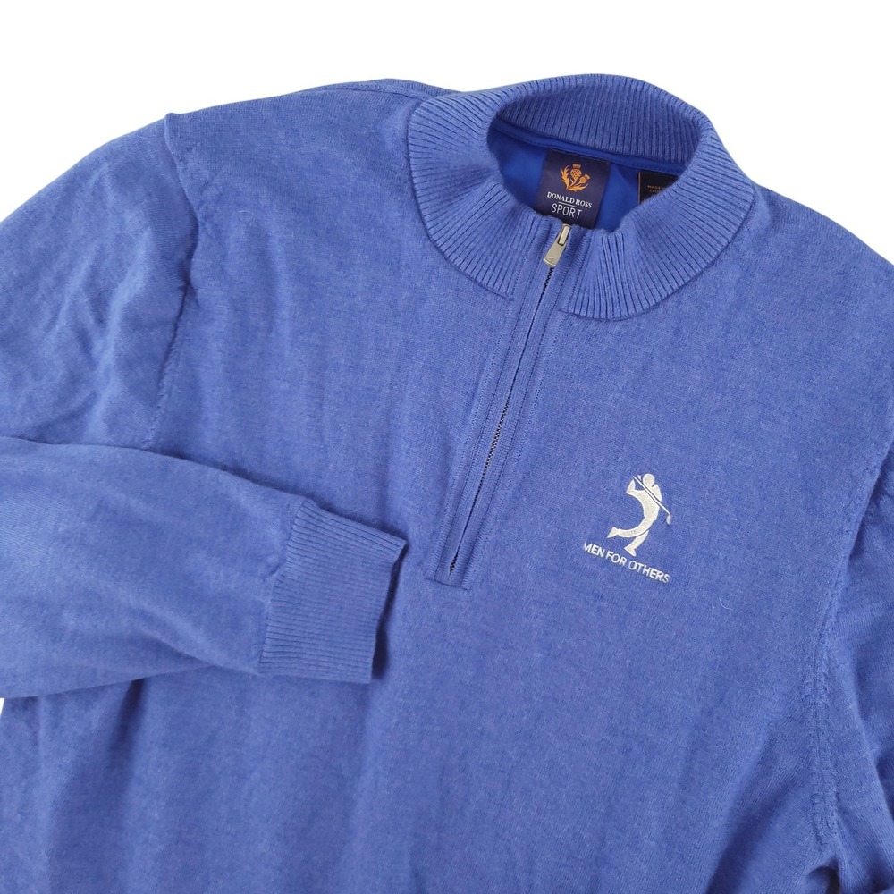 Donald Ross Sport Sweater Mens 2XL Blue Merino Wool 1/4 Zip Mock Neck Jacket